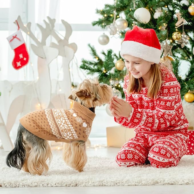 SCENEREAL Dog Sweaters for Medium Sized Dogs - Soft, Warm Turtleneck Pullover Fall Winter Dog Clothes, Knitted Argyle Dog Christmas Outfits, Ugly Pet Clothing for Boy Girl Puppy