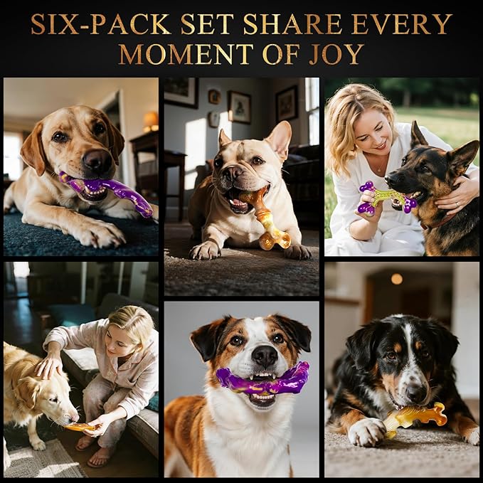 6 Pack Indestructible Dog Toys for Aggressive Chewers, Durable Nylon Bone for Large Dogs, Dog Toy for Aggressive Chewer Large Breed, A Mixed Special Edition Set