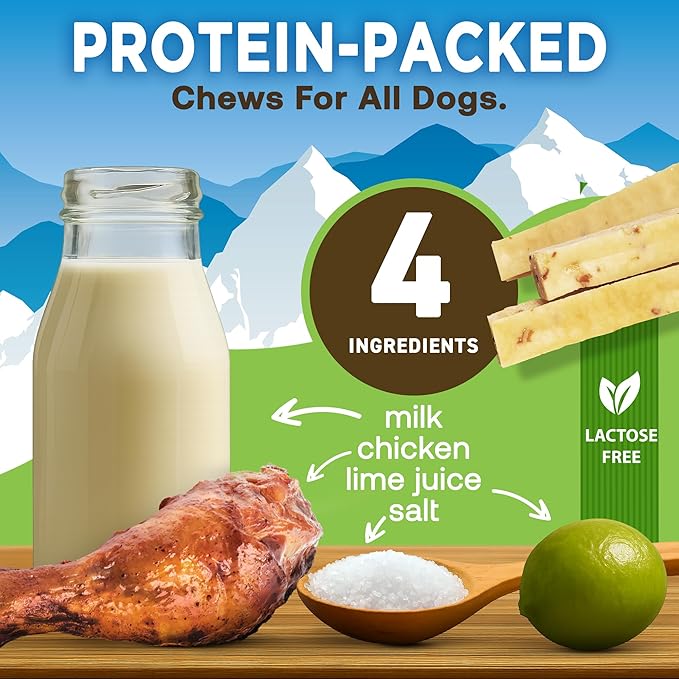 EcoKind Premium Gold Yak Cheese Himalayan Dog Chews, Dog Treats Large Breed, All Natural, High Protein Dog Chew, Chicken, Large - 18+ Chews
