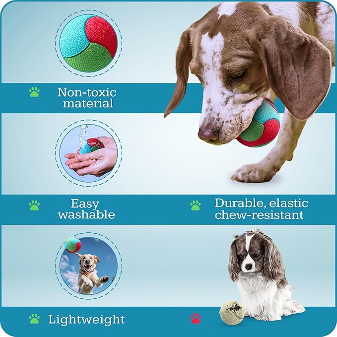 Rubber Fetch Dog Balls 3 inch for Large and Medium Breeds, Durable Toy for Chewers (4 Pack)