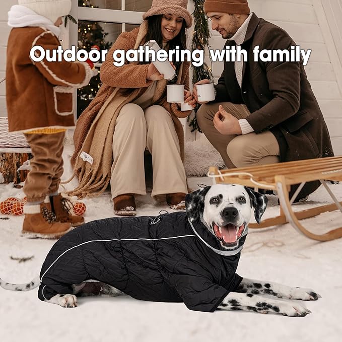 Four Legged Dog Winter Coat for Small Dogs, Warm Puppy Onesie Clothes Christmas, Reflective Turtleneck Dog Jacket with Buckles & D-Rings, Puffer Cold Weather Coat Zipper