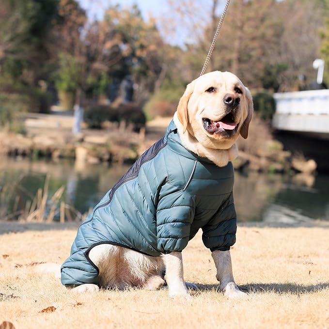 ArmyGreen Dog Coat - Reflective Warm Vest for Small, Medium, Large Dogs, Waterproof, Windproof, Zippered, Adjustable XXL
