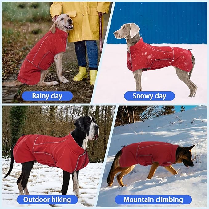 MIGOHI Dog Waterproof Jacket,Medium Dog Coat,Warm Dog Fleece Jacket for Hiking Camping,Fleece Vest for Dogs,Schnauzer,Jack Russell Terrier,French Bulldog,Winter Jackets for Medium Boys Girls,M,Red