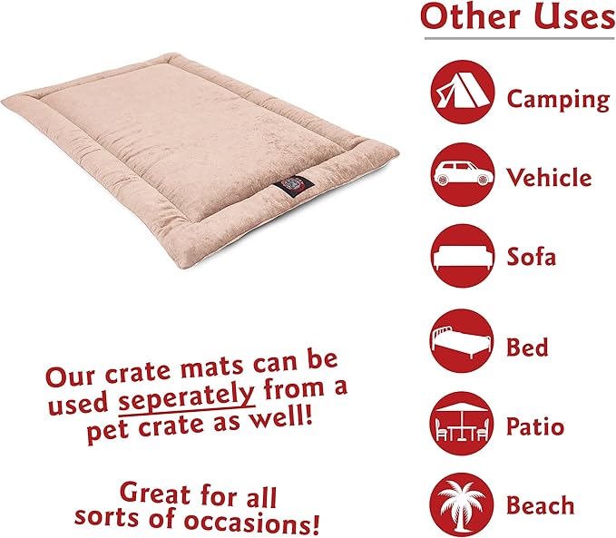 Majestic Pet Orthopedic Memory Foam Dog Crate Mat - Plush Pet Bed Pad for Crates & Kennels | USA Crafted | 42"x26" Villa Pearl