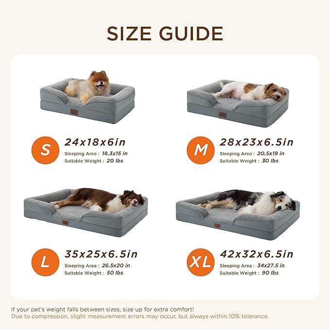 Bedsure XL Self Warming Orthopedic Dog Bed for Extra Large Dogs - Washable XLarge Dog Bed Waterproof, Comfort Pet Couch with Removable Cover, Supportive Foam Pets Sofa with Nonskid Bottom, Grey