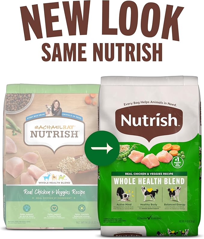Nutrish Dry Dog Food Real Chicken & Veggies Recipe Whole Health Blend, 40 lb. Bag, (Rachael Ray)