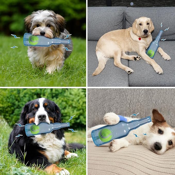 Indestructible Dog Toys for Aggressive Chewers, Contains Tennis Ball, Durable Squeaky Toys (Green, L)