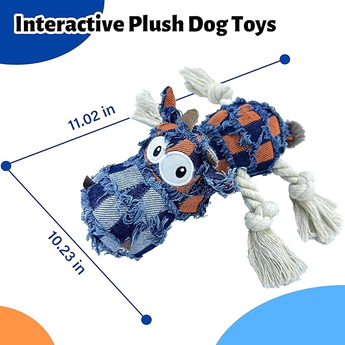 Squeaky Dog Toys for Aggressive Chewers, Dog Plush Chew Toy, Stuffed Animals Dog Toys for Small Medium Large Dogs to Keep Them Busy Puppy Teething Toys