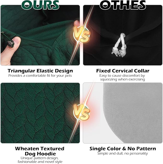 EXPAWLORER Textured Cable Knit Basic Dog Hoodie, Elevated Style Dog Sweater with Leash Hole and Pocket, Soft and Warm Pet Winter Coat, Cold Weather Clothes for Small Medium Large Dogs,Dark Green L