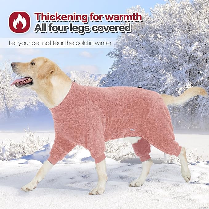 Dog Winter Coat for Small Medium Large Dog for Run Walk Sleep Warm Fleece Pet Sweater & Windproof Pajamas Snow Jacket XS Pink