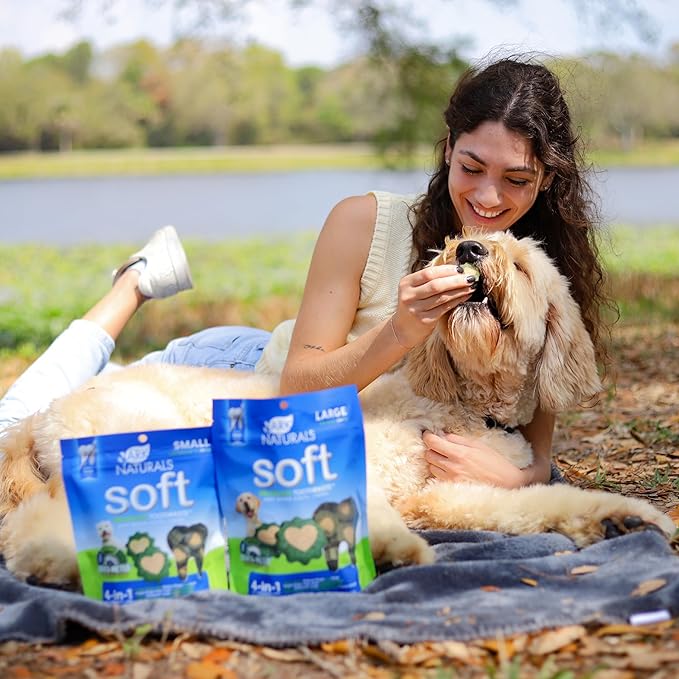 Ark Naturals Soft Brushless Toothpaste for Large Breeds, 18 oz Bag, Soft-Baked Dog Dental Chew with Toothpaste Center, Freshen Breath, Reduce Plaque & Tartar