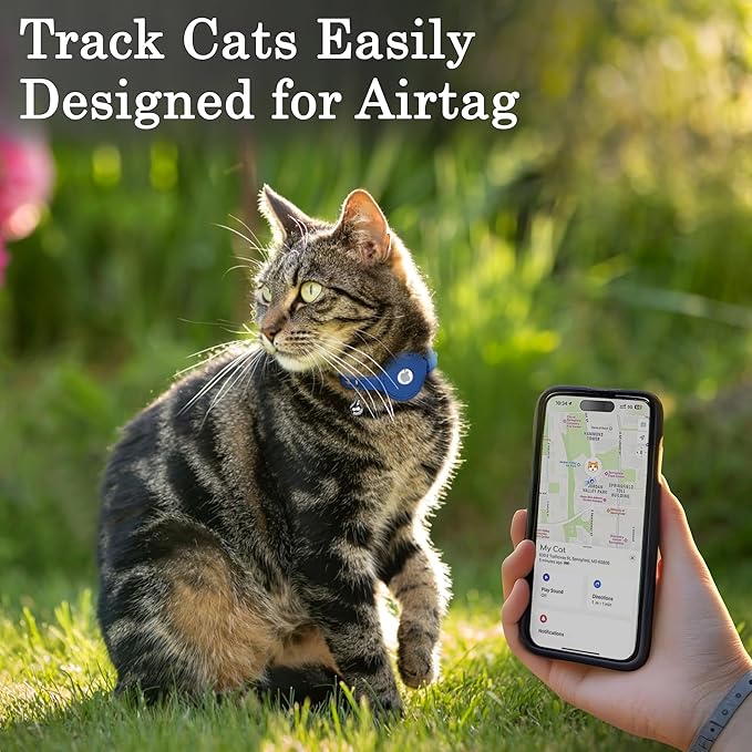 OOPSDOGGY Cat Collar for AirTag Holder, Leather Kitten Collars with Elastic Strap & Bell, Non Breakaway Adjustable Small Pet Collars for Indoor & Outdoor for Boy, Girl (Yellow)