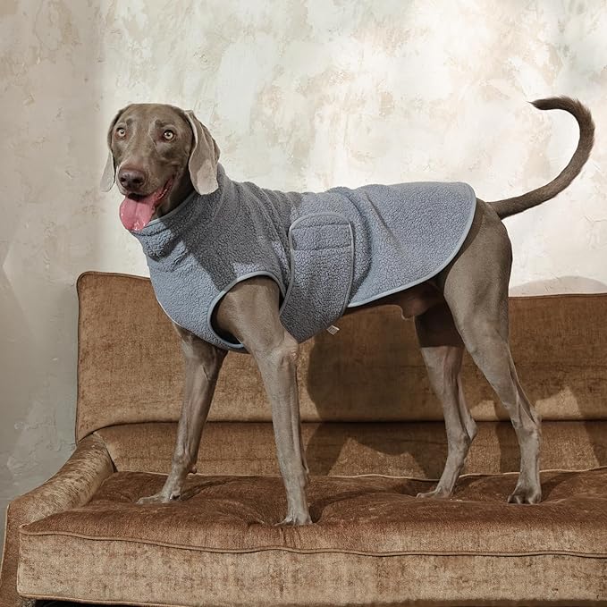 ROZKITCH Reversible Large Dog Coats for Winter Super Warm Fleece Sherpa Sweater with Embroidery, Adjustable Double-Sided Plush Sweatshirt for Large Breeds Bluegreen 3XL