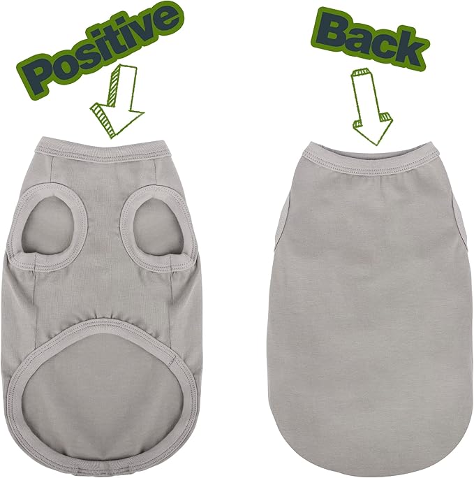 Elevate Your Dog's Fashion Quotient with Colorful and Breathable Sleeveless Cotton Shirts! Perfect Pet Apparel for Small to Medium Dogs Gray XXS