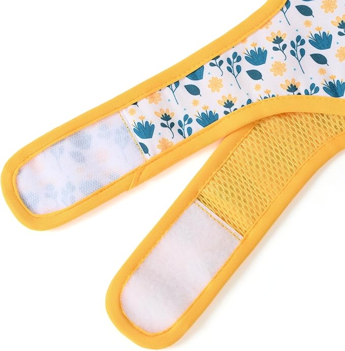 Mile High Life Dog Harness, Air Mesh Floral Vest Harness for 20 lbs Small Dogs & Cats, Easy Get on Adjustable Easy Closures Both Neck and Chest(Yellow Flower, XS Chest 14"-16")