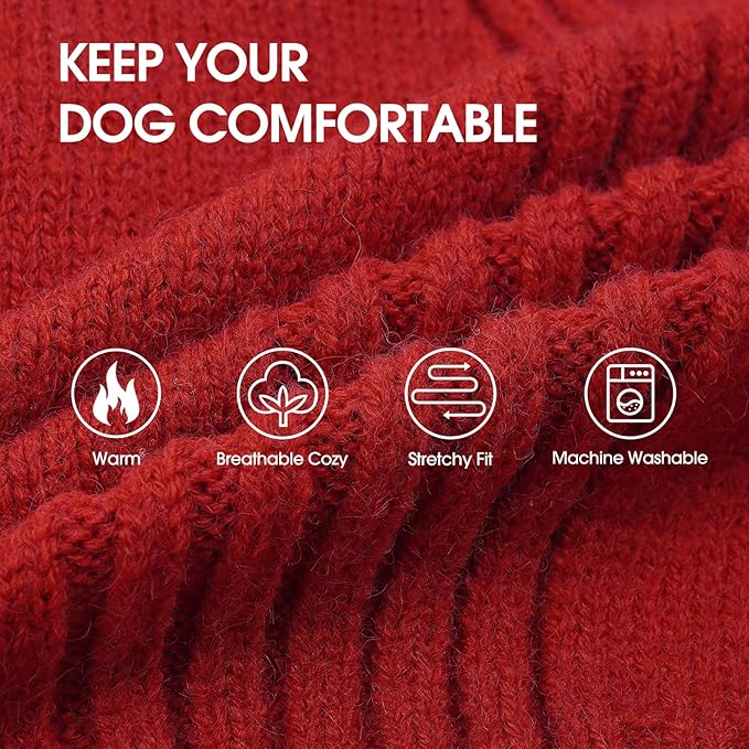 IECOii XXXL Dog Sweater,Warm Dog Sweaters for Extra Large Dogs Girl Boy,Stretchy & Cozy,Turtleneck Knitted Pullover for Pet Wear On Christmas,Easy On Doggy Sweatshirt for Labrador (Red,3XL)