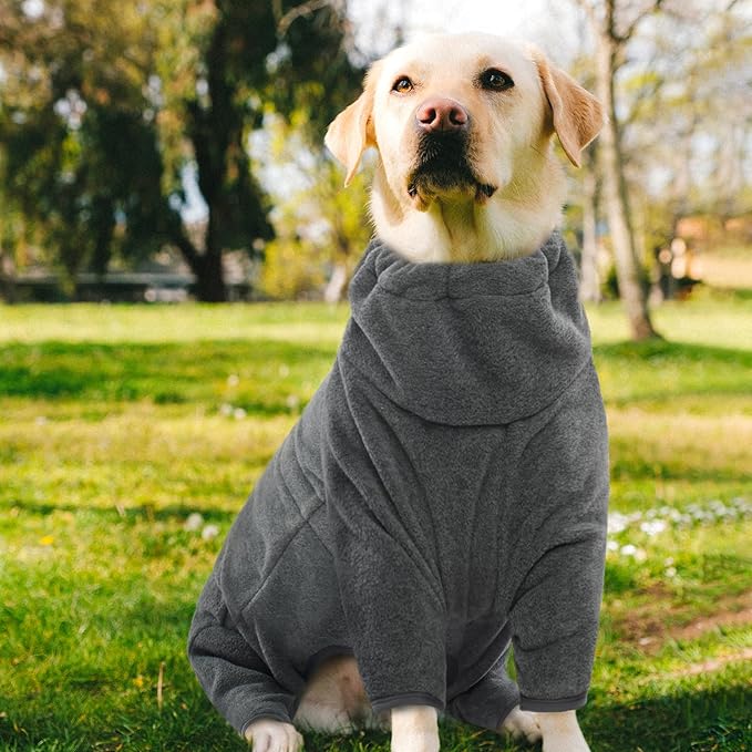 ROZKITCH Dog Warm Pajamas, Pet Windproof Warm Cold Weather Jacket Vest Cozy Jumpsuit Apparel Outfit Clothes for Small Medium Large Dog Walking Hiking Sleep Grey S