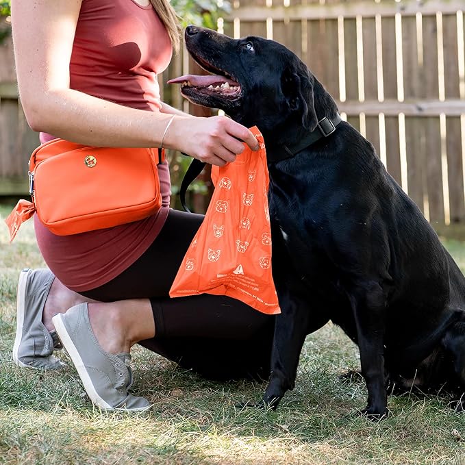 Puppington Certified Home Compostable Poop Bags - ASTM D6400 Compliant - 90 Extra Thick Bags - Plant Based - Pairs with Puppington 3-in-1 Bag & Fits all Standard Poop Bag Dispensers (Poppy Orange)