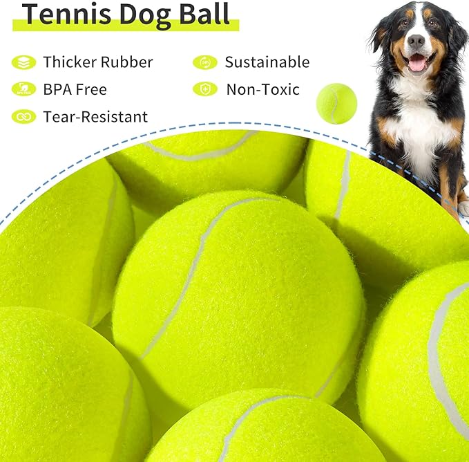 susu & wuwu Large Tennis Ball for Dogs 4 Inch Big Tennis Ball for Dog,Outdoor Play Toy for Small, Medium,Large Dogs Pet Birthday Gift (2 Pack)