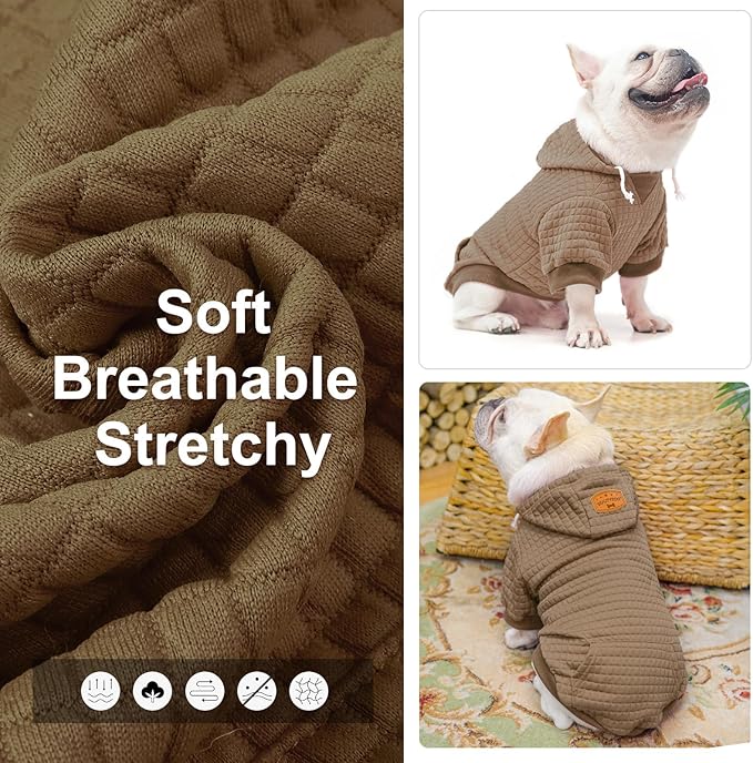 BEAUTYZOO Dog Sweaters for Large Dogs Girls Boys, Warm Winter Dog Hoodie Sweatshirt with Pocket & Leash Hole,Soft Waffle-Like Laminated Cotton Pet Clothes for Big Breeds Indoor Outdoor Cold Weather