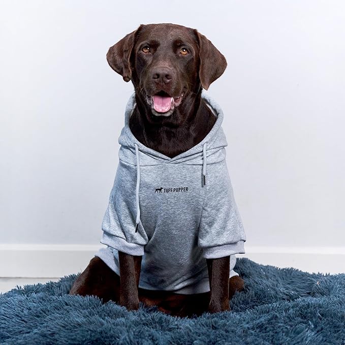 Tuff Pupper Dog Hoodie | Premium Quality 100% Organic Cotton | Ultra Soft Interior for Superior Comfort | Elastic Cuffs & Drawstring for Warmth | Stretch Fit Suitable for All Breeds (Gray, 3XL)