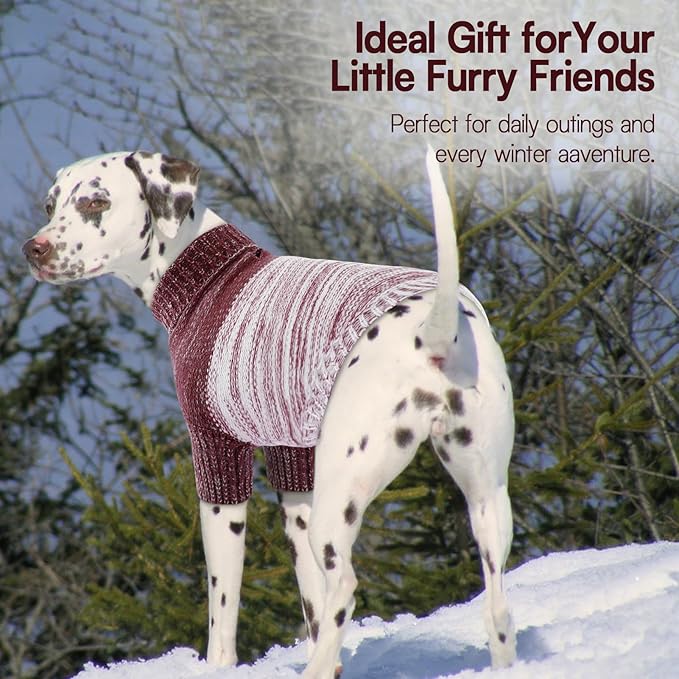 Queenmore Small Dog Sweater, Knitted Pullover Puppy Sweater,Cold Winter Pet Sweaters for Dog Girls Boys, Soft Turtleneck Knit Sweater with Leash Hole,Long Sleeves Christmas DogSweater(Purple,XS)