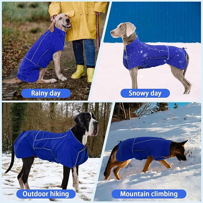 MIGOHI Dog Winter Jacket,Dog Coat Waterproof,4XL Winter Snow Coat with Fleece Lining for Large Dogs Boys Girls,Snowproof Pet Jacket,Great Dane,Mastiff,Blue
