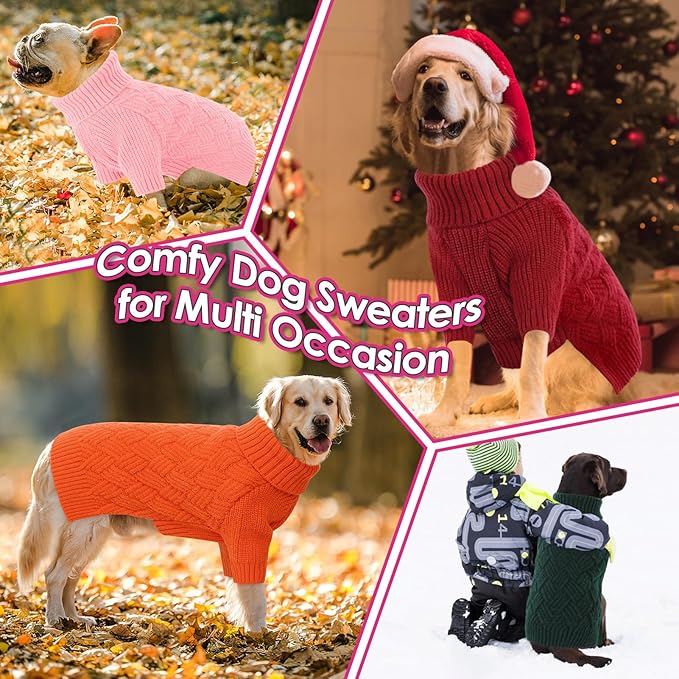 AOFITEE Small Dog Sweater, XS Sweaters for Dogs, Warm Dog Christmas Sweater, Dogs Winter Sweaters for Puppy, Turtleneck Thick Puppy Sweatshirt Female Male for Yorkie, Chihuahua (Rose Red, XSmall)
