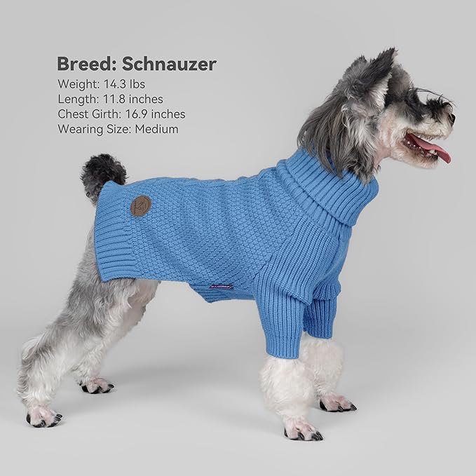 cyeollo 3XL Dog Sweaters for Large Dogs Boy, Stretchable & Cozy Warm Knit Doggy Sweater with Sleeves Turtleneck Fall Winter Cold Weather Big Dog Clothes Like Doberman Labrador, Blue XXXL