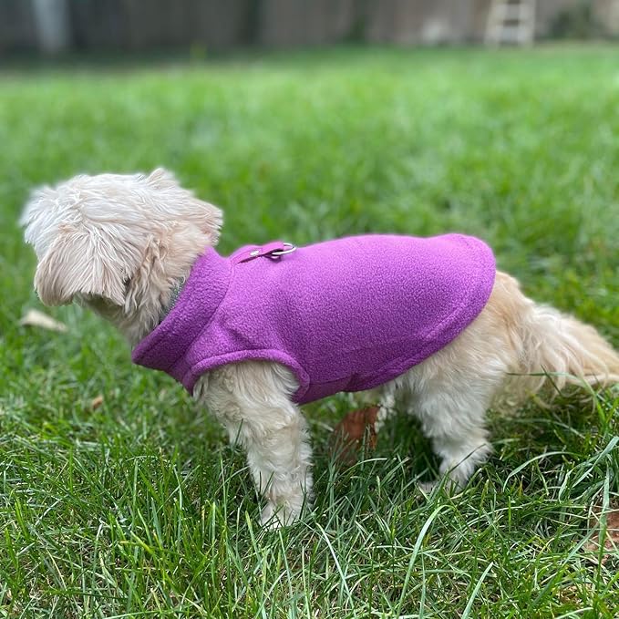JACKO & CO - Fleece Vest Dog Sweater with Leash Ring - Soft, Warm & Lightweight Pullover Coat for Small & Medium Dogs, Puppies & Cats - Cozy Fall/Winter/Spring Pet Jacket (Purple, X-Large 17-25lbs)