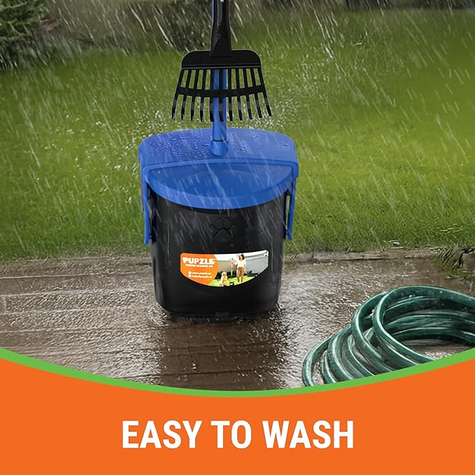 Pupzle Dog Pooper Scooper with Bag Attachment, 40" Long Handle Pooper Scooper for Large Dogs, Dog Poop Scoop for Yard, Large Capacity Swivel Bin and Rake, Lavender Scented Bags (Blue)