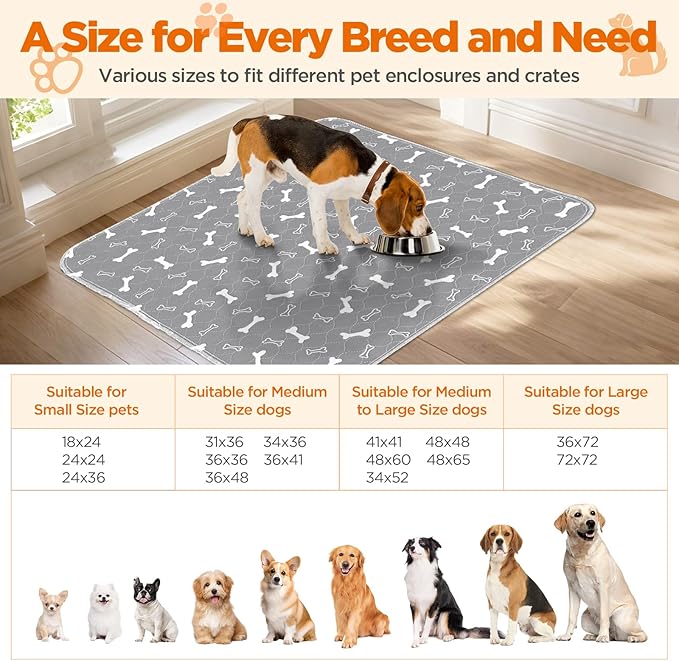 Washable Pee Pads for Dogs Large 48" x 48" 2-Pack Reusable Puppy Pads Pet Training Pads, Fast Absorb Dog Mats, Waterproof Whelping Pad, Non-Slip Protects Against Urine Leakage