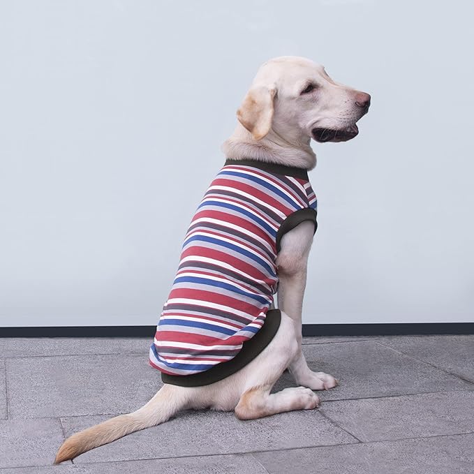 Extra Large Dog T Shirts Clothes Sleeveless Tank Top Vest for Labrador Rottweiler Great Dane, Red, 4X-Large