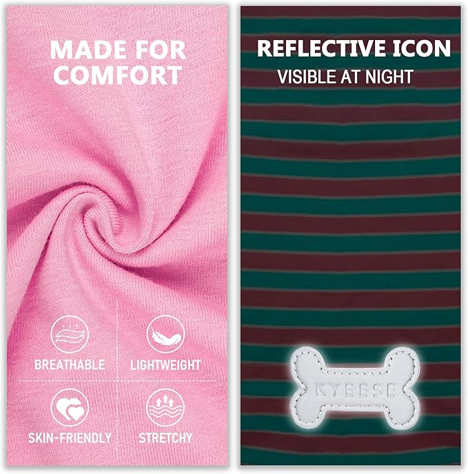 KYEESE 2Pack Dog Shirts Small Tee Soft for Small Dogs Striped T Shirt Lightweight Sleeveless Vest Cotton Tank Top Clothes, Large,Pink+Striped