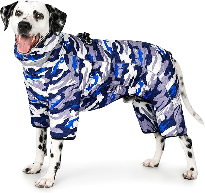 Four Legged Dog Winter Coat for Small Dogs, Warm Puppy Onesie Clothes Christmas, Reflective Turtleneck Dog Jacket with Buckles & D-Rings, Puffer Cold Weather Coat Zipper