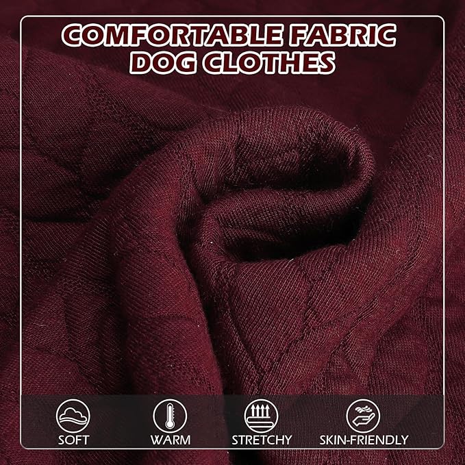 EXPAWLORER Textured Cable Knit Basic Dog Hoodie, Elevated Style Dog Sweater with Leash Hole and Pocket, Soft and Warm Pet Winter Coat, Cold Weather Clothes for Small Medium Large Dogs,Wine Red S