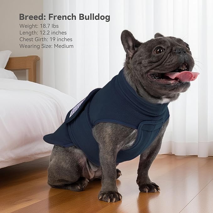 cyeollo Small Dog Sweater, Soft Fleece Sweaters Turtleneck Doggy Sweatshirt Warm Fall Winter Vest Stretchy Pet Clothes for Puppy Soft Doggie Coat Girl & Boy, Navy S