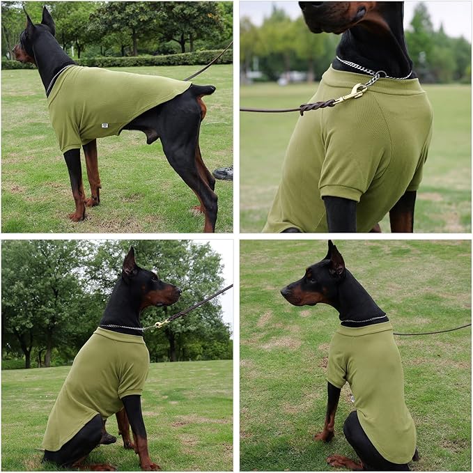 Lovelonglong Ribbed Dog T-Shirt Cotton Knitted Dog Sweaters for All Season Pet T-Shirts for Large Medium Small Dogs Olive Green S