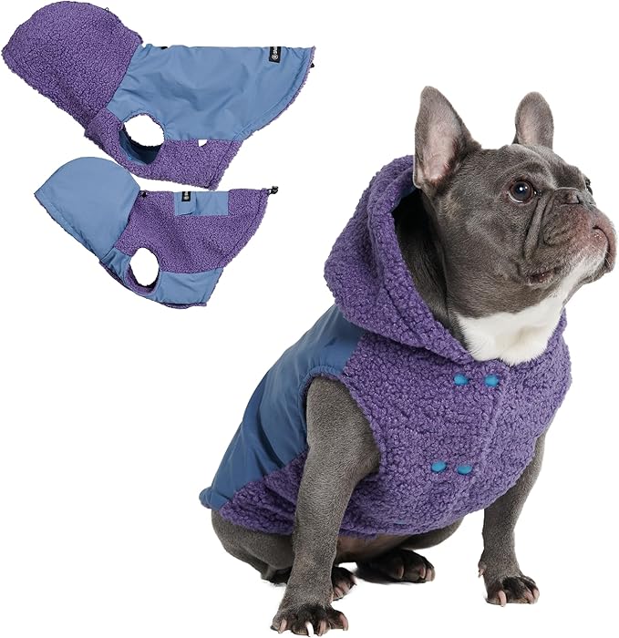 Spark Paws Reversible Dog Sweater, Sherpa Vest with Warm Fleece Lining, Warm Coat for Winter, Suitable for Small Medium, Large, XL XXL Dogs - Purple and Navy Blue - XL