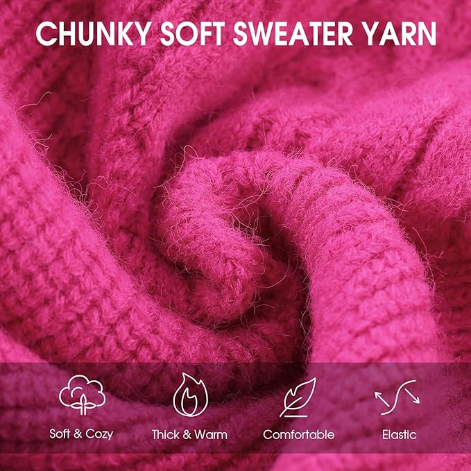Queenmore XXL Dog Sweater, Dog Sweaters for Large Dogs Girl or Boy, Dog Christmas Sweaters XXL, Winter Big Dog Sweatshirt Knitwear, Pet Chunky Warm Coat for Small Medium Size Dogs, Fuchsia XXL