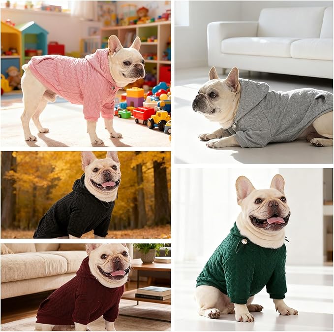 EXPAWLORER Textured Cable Knit Basic Dog Hoodie, Elevated Style Dog Sweater with Leash Hole and Pocket, Soft and Warm Pet Winter Coat, Cold Weather Clothes for Small Medium Large Dogs,Wine Red M