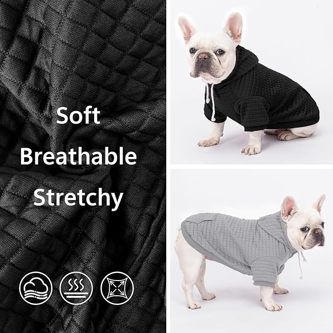 2 Pack Dog Hoodie Sweaters for Small Medium Dogs Warm Dog Clothes for Large Dogs Soft Waffle-Like Laminated Sweatshirt Bulldog