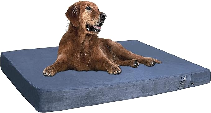 Dogbed4less Orthopedic Gel Memory Foam Pet Dog Bed, Waterproof Liner with External Microsuede Cover and Bonus Antislip Cover (Microsuede Gray, 40"X34"X4" Inches)