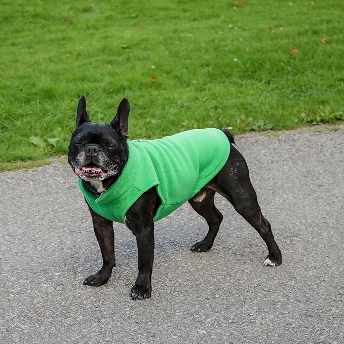 JACKO & CO - Fleece Vest Dog Sweater with Leash Ring - Soft, Warm & Lightweight Pullover Coat for Small & Medium Dogs, Puppies & Cats - Cozy Fall/Winter/Spring Pet Jacket (Green, XX-Large 25-35lbs)
