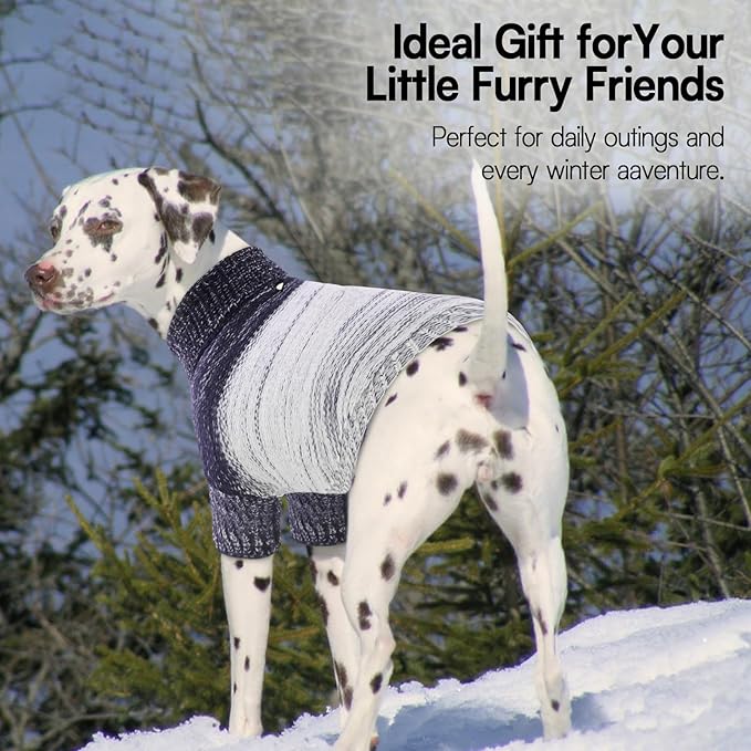 Queenmore Small Dog Sweater, Knitted Puppy Pullover, Soft Turtleneck, Long Sleeves, Blue, Small
