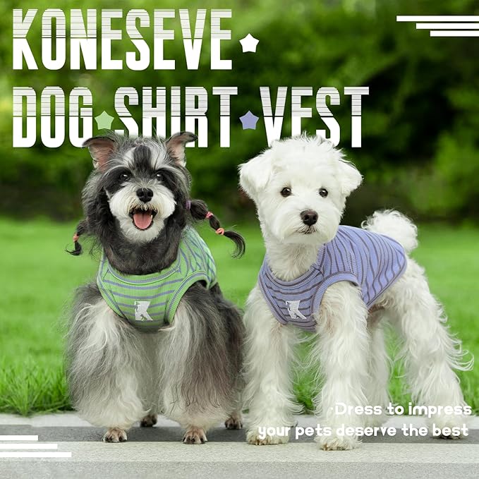 Koneseve Dog Shirt 2 Pack Breathable Sleeveless Vest, Stretchy & Soft, Purple & Vivid Green Size 2XL