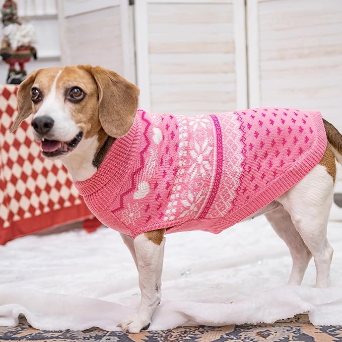 SCENEREAL Dog Sweaters for Small Dogs - Soft, Warm Turtleneck Small Dog Sweater, Ugly Knit Dog Christmas Outfits for Dachshund, Chihuahua, Pug, Yorkie,Winter Pet Clothes Male Female,Pink