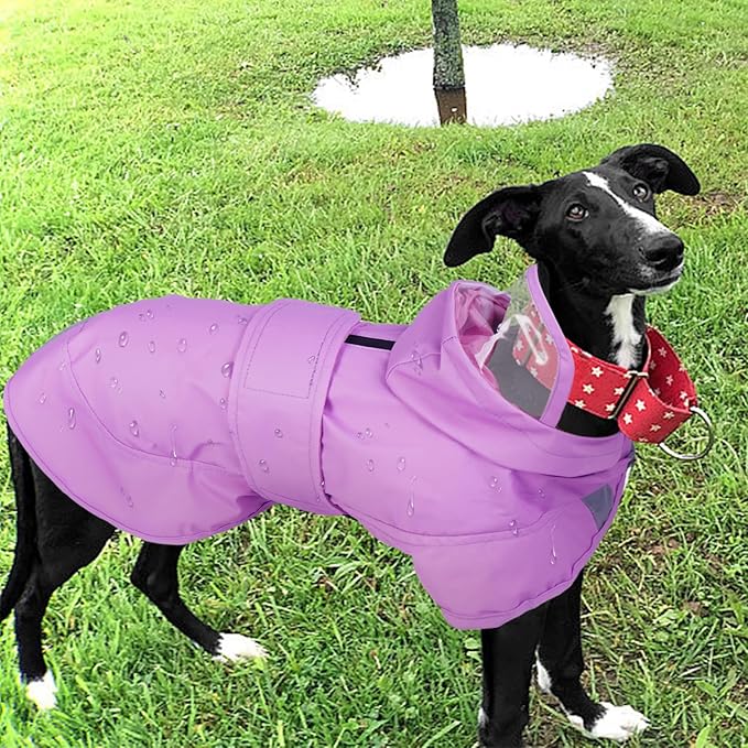 Kuoser Dog Raincoat, Waterproof Dog Rain Jacket with Clear Hooded Double Layer, Lightweight Reflective Dogs Rain Coat with Adjustable Belly Strap, Rain Coats for Medium Dogs Outdoor Wear, Pink M