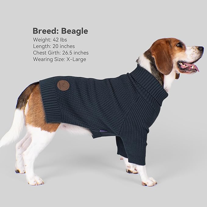 cyeollo 4XL Dog Sweater, Stretchable & Cozy Warm Dog Sweaters for Large Dogs Boy, Pullover Knit Fall Winter Sweatshirt Big Dogs Clothes, Doberman Great Dane Apparel, Navy XXXXL