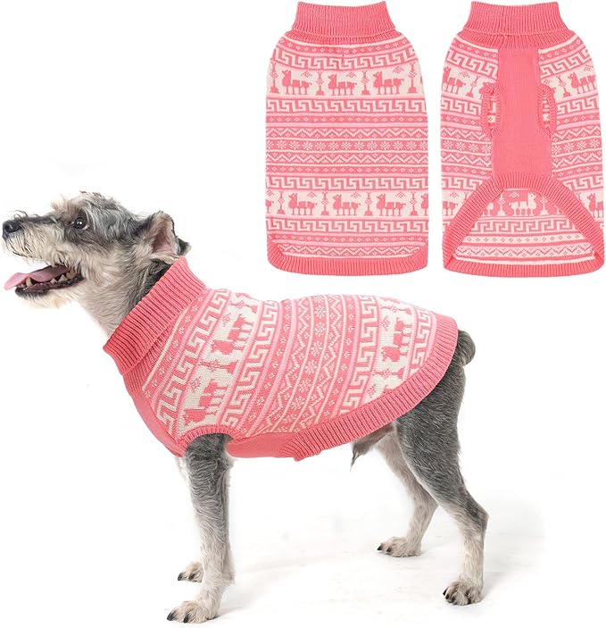 SCENEREAL Turtleneck Dog Sweater for Small Medium Large Dogs Girls Boys, Knit Pet Pullover Puppy Clothes Cold Weather Coats, Holiday Outfits Sweatshirt for Christmas, Pink XS